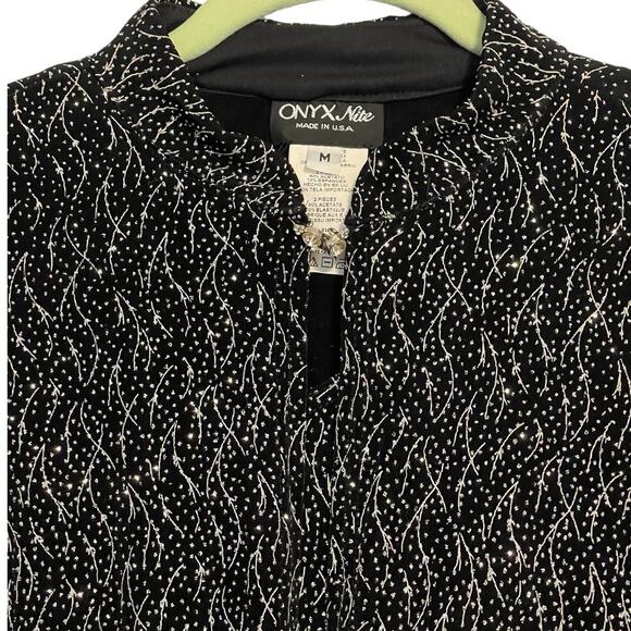 ONYX Nite Open Front Cardigan and Shell Black with Silver Sparkle Size Medium - Picture 2 of 7